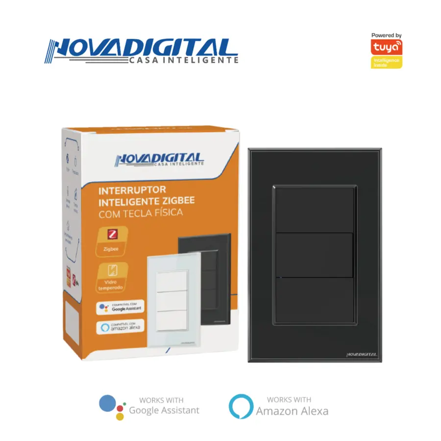 Interruptor inteligente Zigbee NovaDigital FZB com teclas físicas